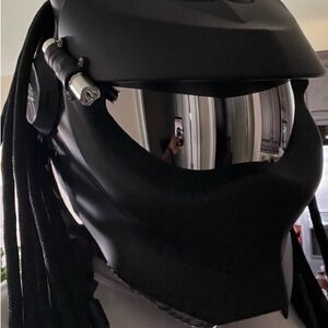 Black VR Helmet with Dreadlock Design